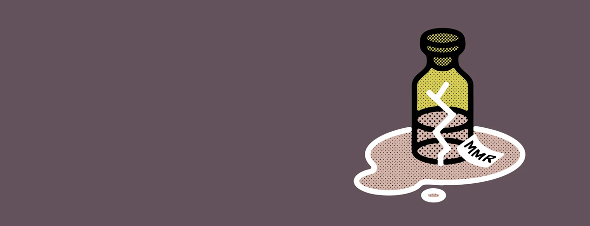 Banner of vaccine bottle graphic cracked