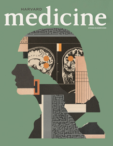 Photo of Spring/Summer 2025 Cover; Green background with outline of a woman and brain scans