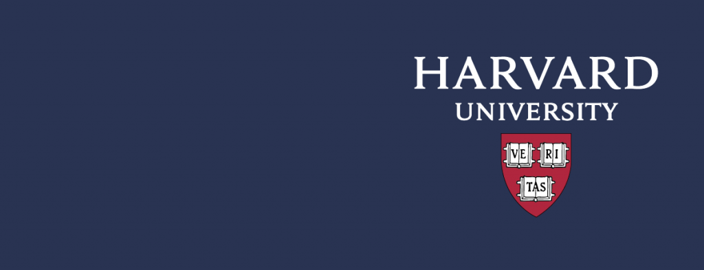 blue background with Harvard University logo.