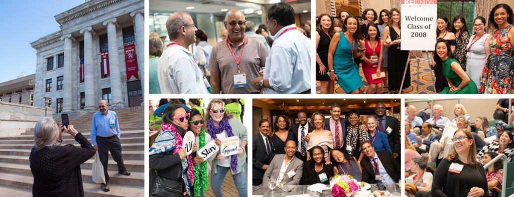 Collage of alumni celebrating Reunion at various events.