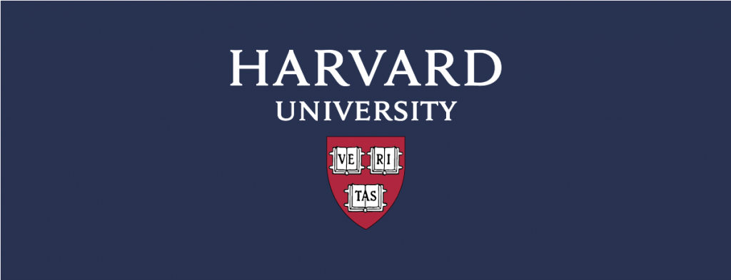 blue background with Harvard University logo centered